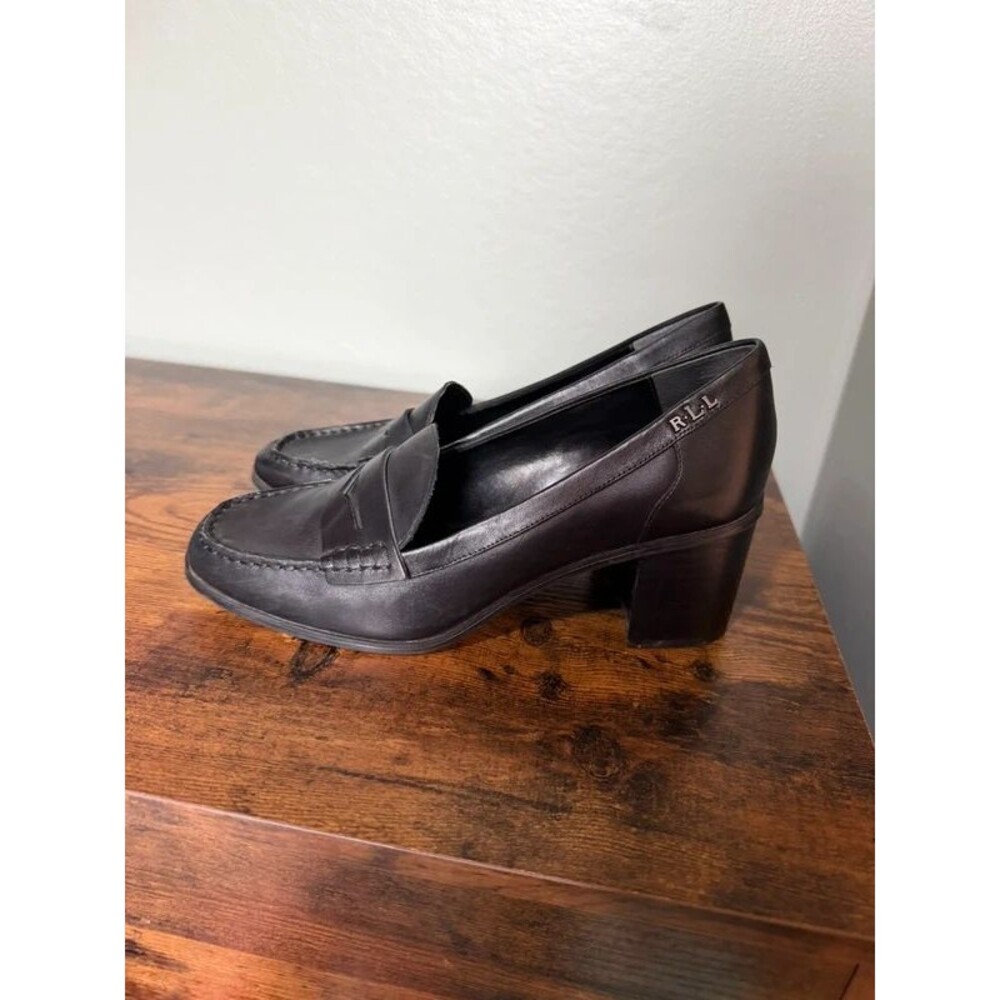 Lauren Ralph Lauren Black Darla Heel Loafers - Size 7.5